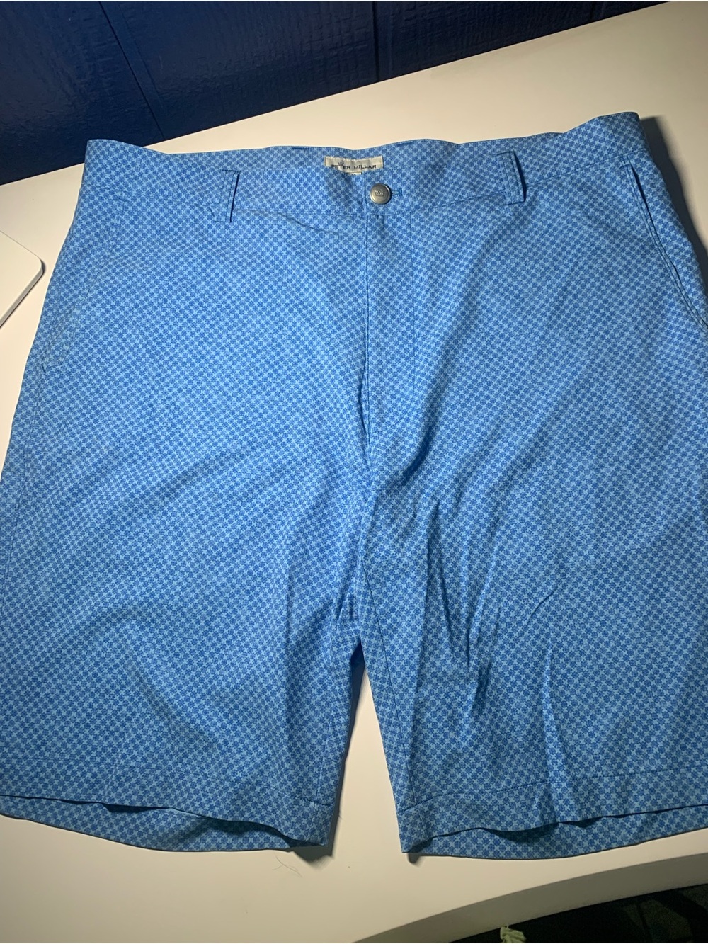 Peter Millar Light Blue Geometric Performance Shorts